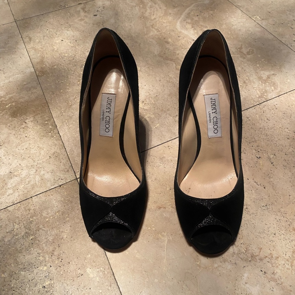 Jimmy choo Peep toe black size 40.5 great condition